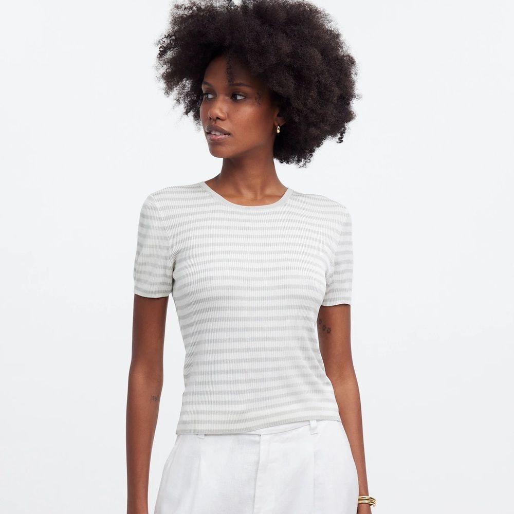 010- nq336 xs madewell Micro-Rib Sweater Tee